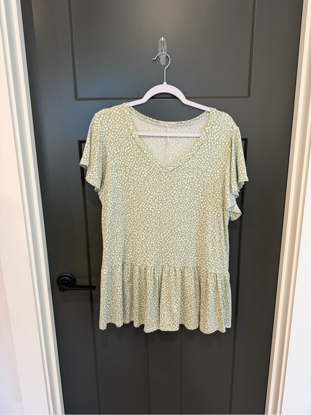 Women’s Boutique Light Green Printed Peplum Top